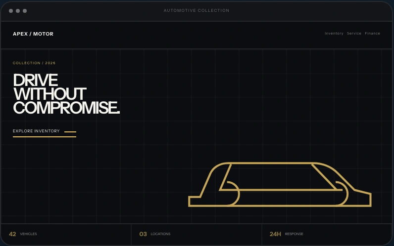 Automotive & Mobility website layout concept with fictional branding and sample content