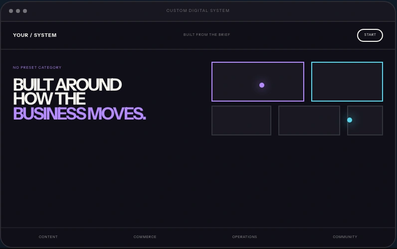Custom or Hybrid website layout concept with fictional branding and sample content